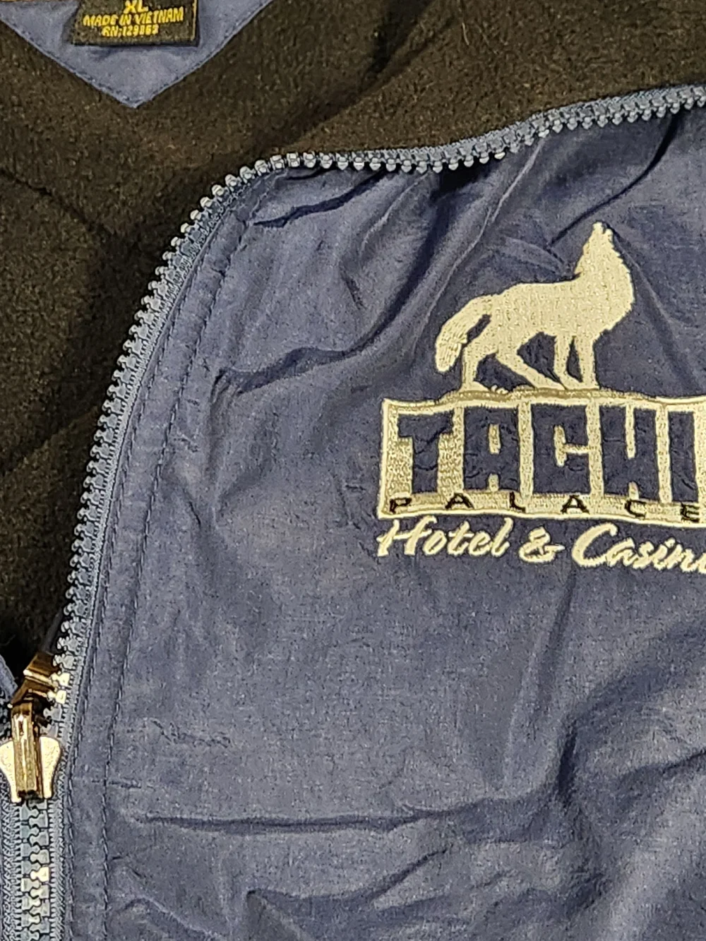 Baru Sports Navy Blue 'Tachi Palace lotel & Casino' Bomber Jacket - Size XL